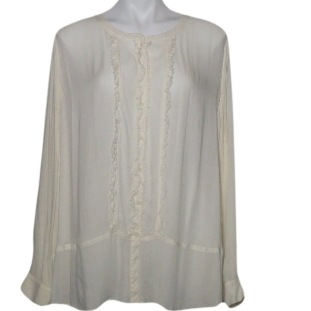 Vince Camuto Women's Ruffle Top Plus Size White 2X